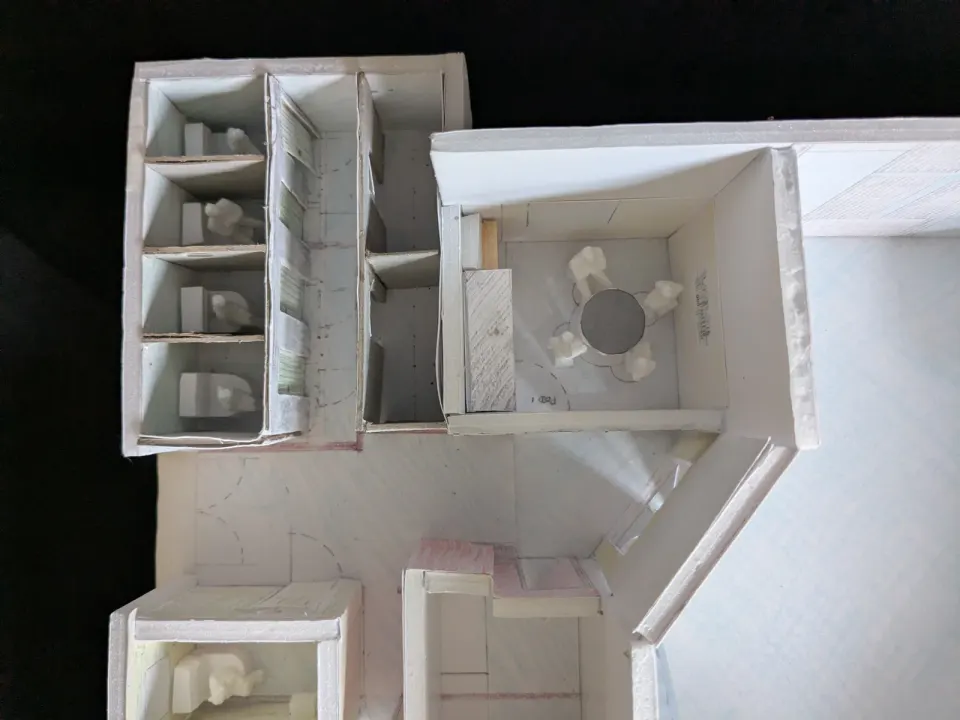  Glazed talking space, added storage and relocated accessible WC for better flow.